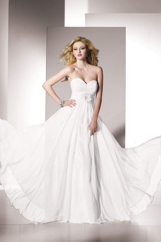 Alyce Paris - 35418 Ruched Sweetheart Chiffon A-line Dress in White