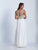 Dave & Johnny - 3541 Gold Beaded Chiffon Gown in White
