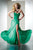 Alyce Paris - Silky Wrap-Around Sweetheart Long Evening Gown with Draped Bodice and Rhinestone Brooch Detail 35442 In Green