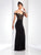 Clarisse - 3544 Sheer Off-Shoulder Fitted Gown in Black