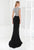 Terani Couture - E3759 Bejeweled Cap Sleeve Evening Dress in Black