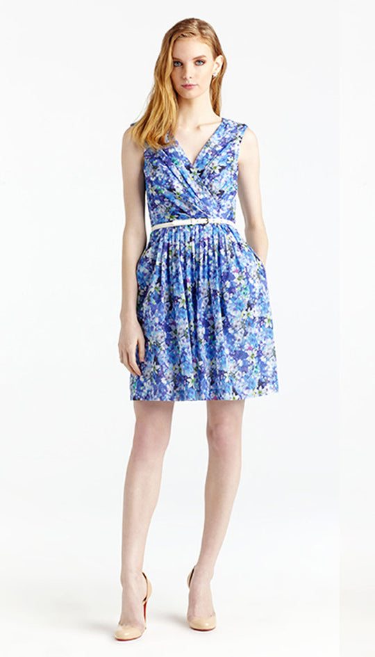 Ivy & Blu by Maggy Boutique - S2437M Floral Print Cotton Dress in Blue, Multi-Color, Floral
