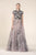 Saiid Kobeisy - RE3551 Metallic Beaded Cap Sleeve Floral A-Line Gown in Pink