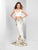 Clarisse - 3562 Two-Piece Floral Mermaid Gown in White and Print