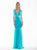 Glow by Colors - G218 Jeweled Inset Ruched Gown In Blue and Green