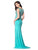 Glow by Colors - G237 Jeweled Applique Illusion Gown In Blue and Green