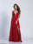 Dave & Johnny - 3564 Sleeveless Deep V-neck A-line Dress in Red