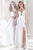 Alyce Paris - Dazzling V-Cut Lustrously  Flowing Long Prom Gown 35672 In White