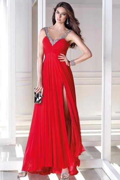 Alyce Paris - B'Dazzle - 35684 Beaded A-line Dress In Red