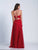 Dave & Johnny - 3569 Plunging Cutout Bodice A-Line Gown in Red