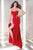 Alyce Paris - Strapless Draped Long Evening Gown with Crystal Accents 35718 In Red