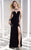Alyce Paris - 35719 Sheer Bead Neckline Fitted Dress with Slit In Black