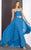 Alyce Paris - Bejeweled Sweetheart Cascade Long Evening Gown with Ruched Bodice 35738 In Blue