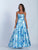Dave & Johnny - 3573 Pleated Strapless Floral Gown in Print