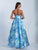 Dave & Johnny - 3573 Pleated Strapless Floral Gown in Print