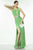 Alyce Paris - Sleeveless Sparkling Jewel Neck Cutout Long Jersey Dress With Side Slit 35761 In Green