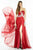Alyce Paris - 35784 Beaded Ruched Sweetheart Chiffon A-line Dress In Red and Silver