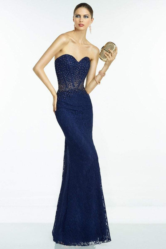 Alyce Paris B'Dazzle - 35789 Embellished Sweetheart Sheath Dress in Blue