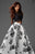 Clarisse Prom - 3579 Long Sleeve Lace and Floral Evening Gown in Black and White