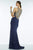 Alyce Paris B'Dazzle - 35800 Beaded Illusion Jersey Evening Dress in Blue