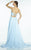 Alyce Paris B'Dazzle - 35812 Strapless Ruched Beaded Gown with Slit in Blue