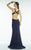 Alyce Paris B'Dazzle - 35819 Sleeveless Halter Cut Outs Long Dress in Blue