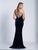 Dave & Johnny - 3581 Sleeveless Halter Sheath Dress in Blue