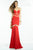 Cut-Out Sheer Illusion Chevron Long Jersey Gown 35820 in Red