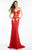 Alyce Paris B'Dazzle Sleeveless Long Gown with Back Cut Outs 35822 In Red and Neutral