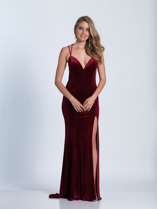 Dave & Johnny - 3582 Strappy Fitted Gown with Slit in Red