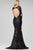 Sequined Long Sleeve Illusion Bateau Neck Trumpet Dress 32607