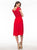 Glow by Colors - G322S Tea-Length Jeweled Lace Dress In Red