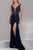 36094A Bejeweled Plunging Neck Evening Gown