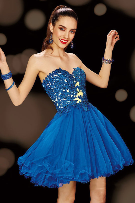 Alyce Paris Homecoming - 3613 Dress in Sapphire Nude-Blue
