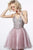 Jovani - 3627 Embellished Criss Cross Back Cocktail Dress In Pink and Silver
