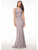 Glow by Colors - G237 Jeweled Applique Illusion Gown In Purple