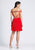 Dave & Johnny - 3633 Gilded Lace Appliqued Keyhole A-Line Dress In Red