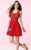 Alyce Paris  - 3639 Beaded Ruched Scoop Neck Cocktail Dress in Red