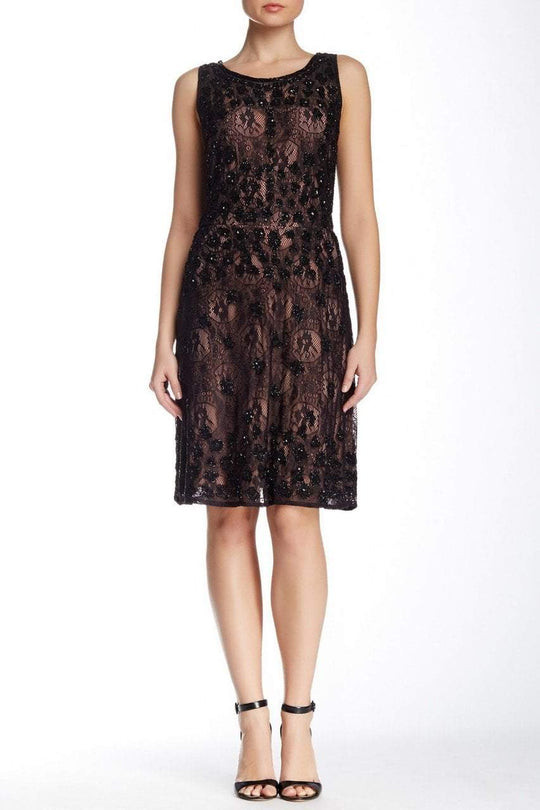 Adrianna Papell - 41900800 Lace Jewel A-line Dress in Pink