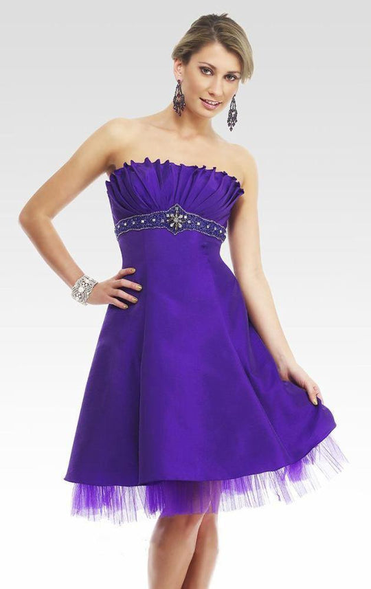 Colors Dress - 0206 Strapless Ruched Empire Dress In Purple