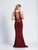 Dave & Johnny - 3648 Lace Up Back High Slit Trumpet Gown In Red