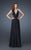 La Femme - 18510 Sleeveless V-Neckline Crystal Edge Empire Gown In Black