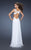 La Femme - 18510 Sleeveless V-Neckline Crystal Edge Empire Gown In White