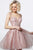 Jovani - 3654 Applique Deep V-neck A-line Dress In Pink