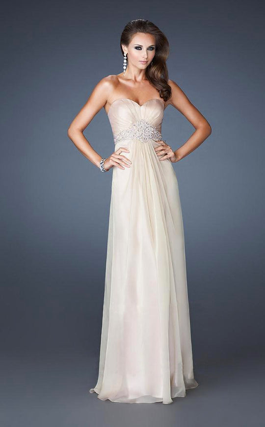 La Femme - 18544 Elegant Strapless Sweetheart Empire Waist Gown In Nude
