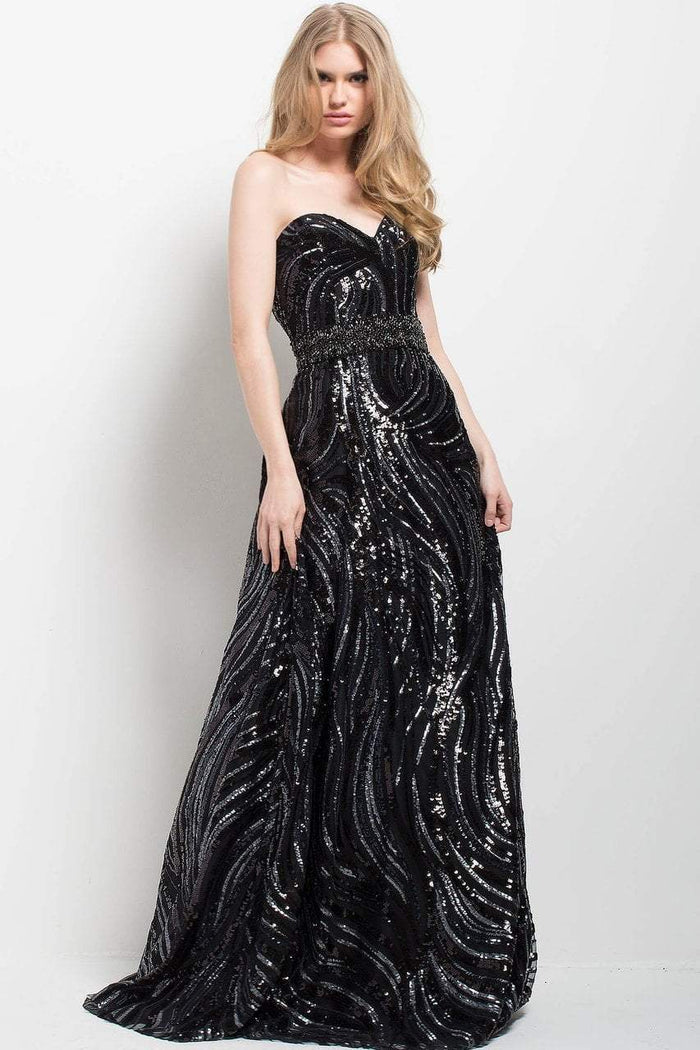 36610 Sequined Sweetheart A-line Dress
