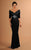 Daymor Couture - Quarter Sleeve Shirred Bodice Gown 610 in Black