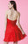 Alyce Paris  - 3669 Rhinestone Embellished Pleated Short Dress in Red