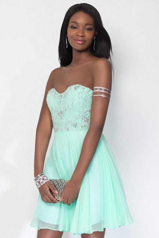 Alyce Paris - 3680 Short Dress In Mint Silver