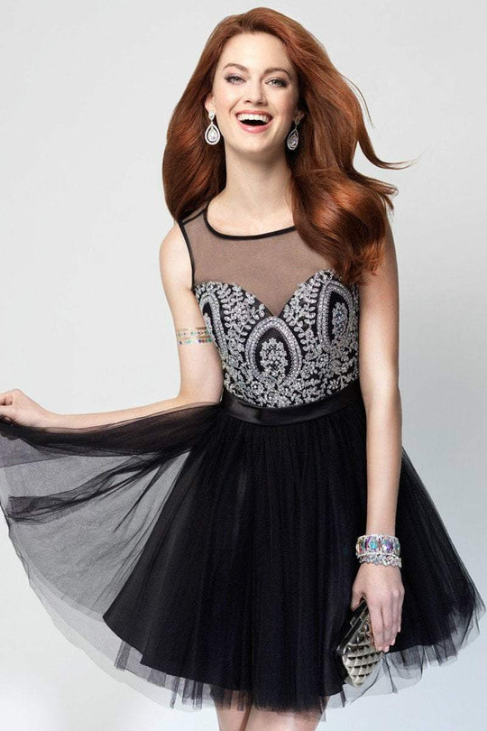 Alyce Paris - 3684 Short Dress In Black-Silver